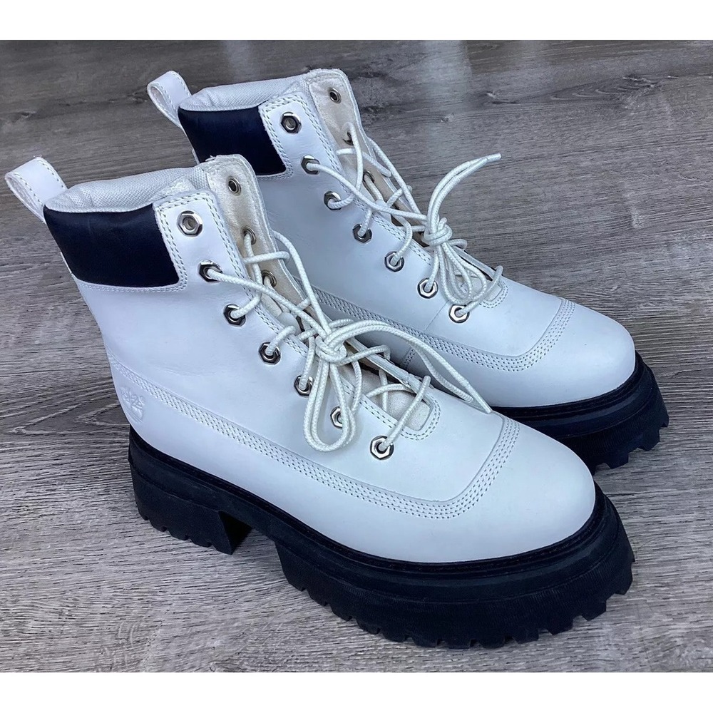 Timberland Womens Size 9 Boots Sky 3 Inch Boot Rebotl White Chunky Ankle A5RSV